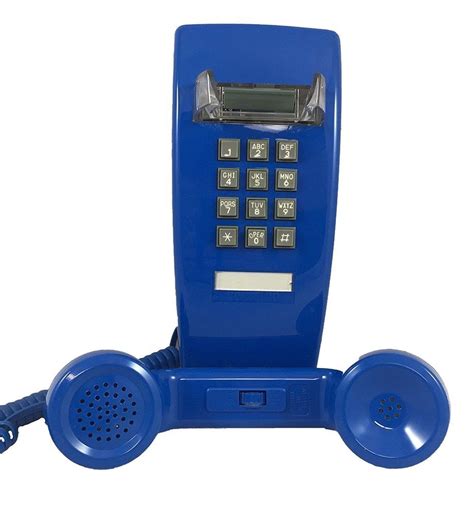 Retro Push Button Corded Wall Phone Basic Telephone Blue Vintage Style