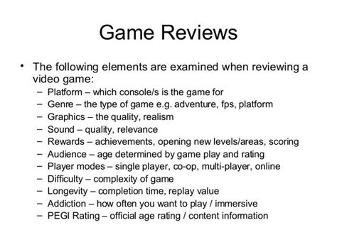 Reviewing A Video Game