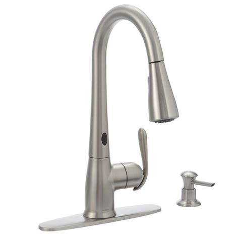 Gicasa matte black kitchen faucet with pull out sprayer. MOEN Haysfield Single-Handle Pull-Down Sprayer Touchless ...
