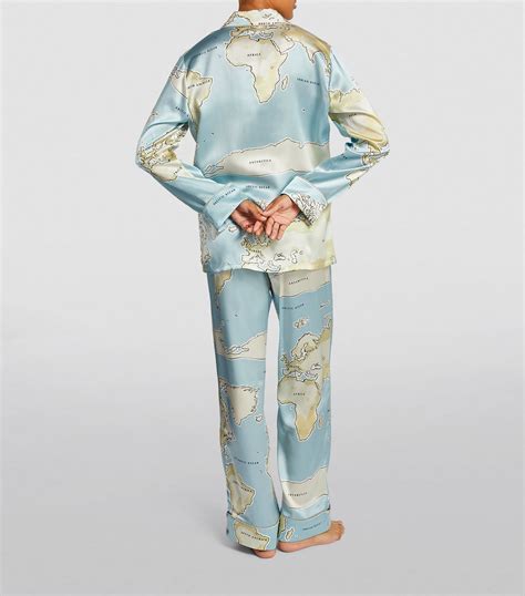 Olivia Von Halle Silk Lila Map Pyjama Set Harrods Au