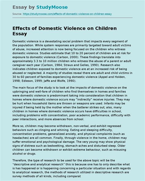 Essay Effects Of Domestic Violence Schoolworkhelper