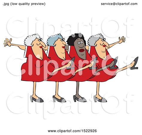 Clipart Of A Cartoon Chorus Line Of Senior Ladies Dancing The Can Can