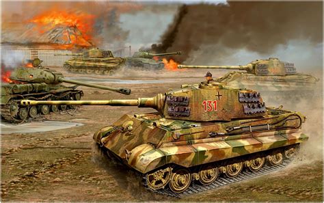 Tiger II King Tiger Distruggendo Un IS 2 Tiger Ii Military Drawings