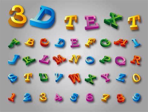 3d Alphabet Colorful Font Style Vector Illustration Stock