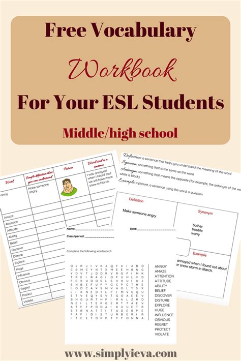 Vocabulary Workbook For Your Esl Students Simply Ieva