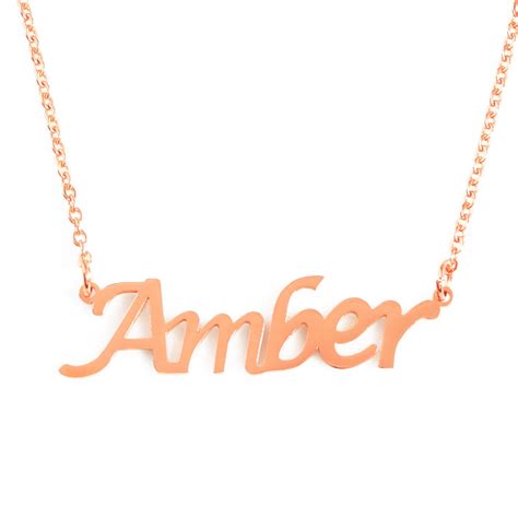 Amber Rose Gold Name Necklace Personalized Jewellery Etsy