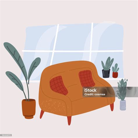Vector Illustration Of Sofa For Modern Living Room Stock Illustration