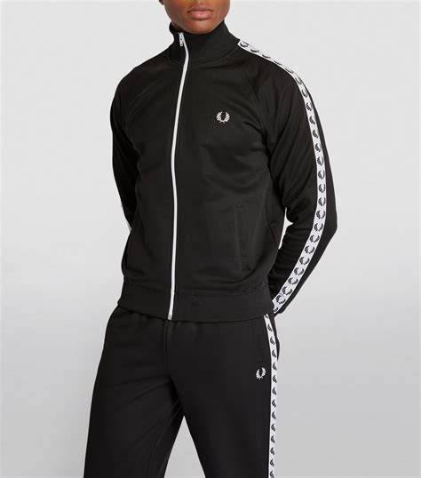fred perry black taped track jacket harrods uk