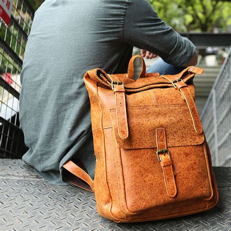 Cool Leather Mens Backpack Travel Backpacks Vintage Laptop Backpack Fo