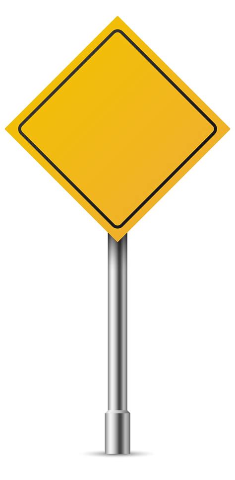 Realistic Road Sign Yellow Diamond Shape Warning Symbol By Yummybuum