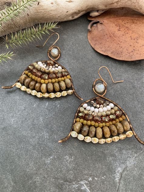 Boho Beaded Earrings Unique Items Products Handcrafted Jewelry Jewelry