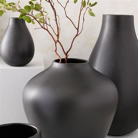 Pure Black Ceramic Vases West Elm United Kingdom