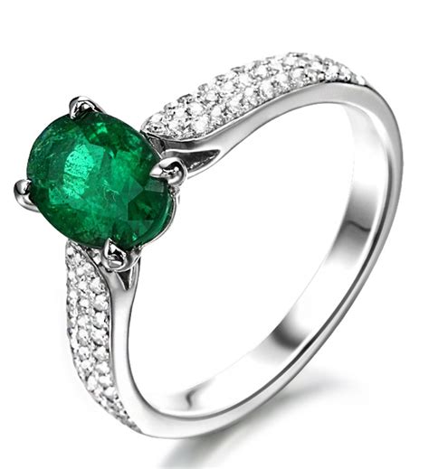 The long lines, create maximum brightness. Luxurious 2 Carat Green Oval Emerald and Diamond ...