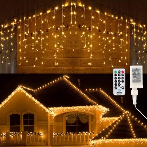Icicle Lights 29ft 360 Led Christmas Icicle Lights 8 Modes Icicle