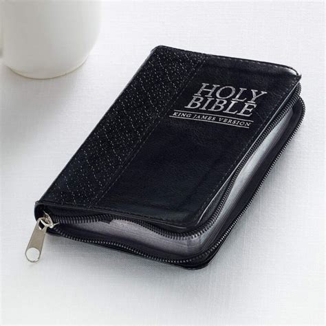 Bible Mini Pocket Bible Zippered Faux Leather Kjv Christianity