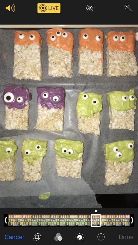 Rice Krispie Treat Monsters Melted Chocolate Wafers And Candy Eyes So