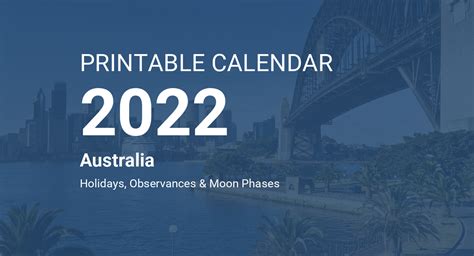 Printable Calendar 2022 For Australia Pdf