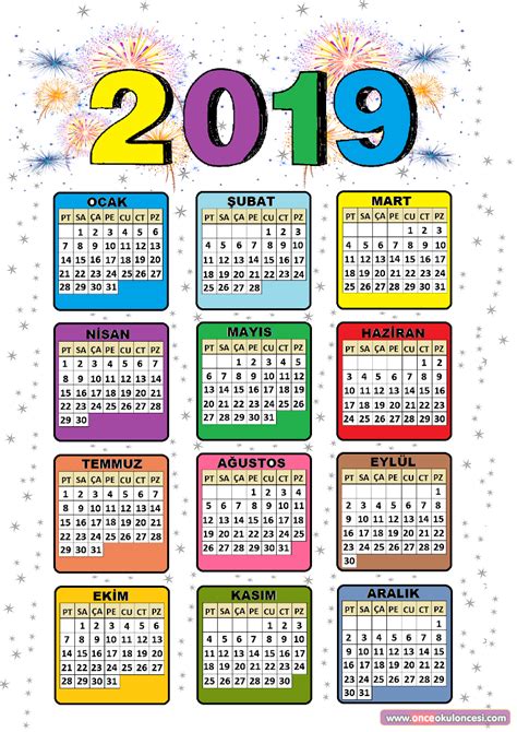 2019 (mmxix) was a common year starting on tuesday of the gregorian calendar, the 2019th year of the common era (ce) and anno domini (ad) designations, the 19th year of the 3rd millennium. 2019 Takvimi