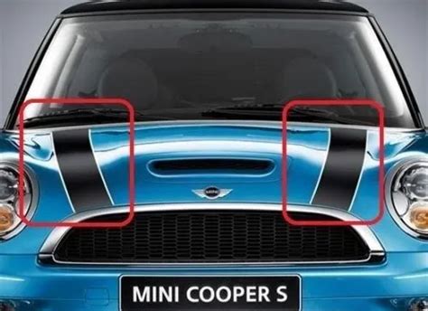 Mini New R55 R56 R57 R58 R59 Bonnet Hood Stripe Black With White