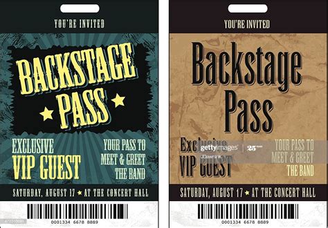 vector illustration of a two backstage pass designs includes sample template design