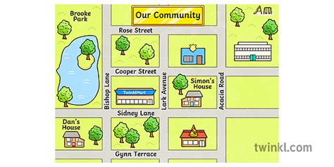 Town Map Illustration Twinkl