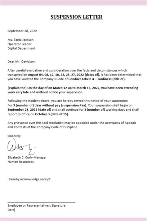 Suspension Letter For Violation Of Duties