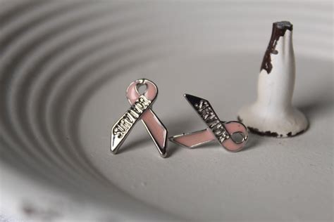 Silver And Pink Ribbon Survivor Ribbon Earrings Etsy