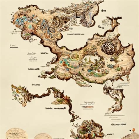 Highly Detailed Fantasy World Map Midjourney