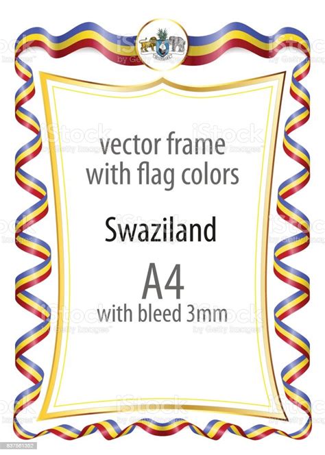 Rahmen Und Rand Des Bandes Mit Den Farben Der Flagge Swasiland Stock