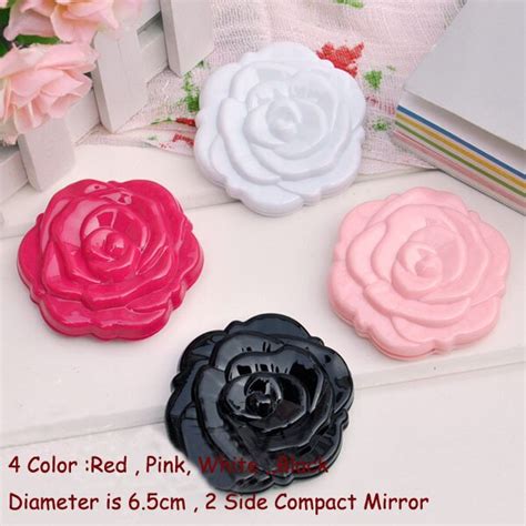50 PCS ANNA QUEEN High Quality Acrylic 3D Cute Rose Shape Compact Cosmetic Mirror Free shipping ...