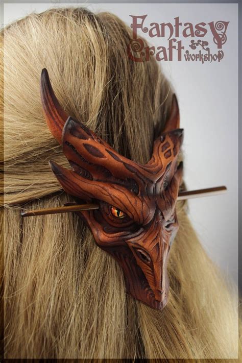Dragon Hair Pin Fantasy Hair Clip Dragon Hair Stick Leather Etsy