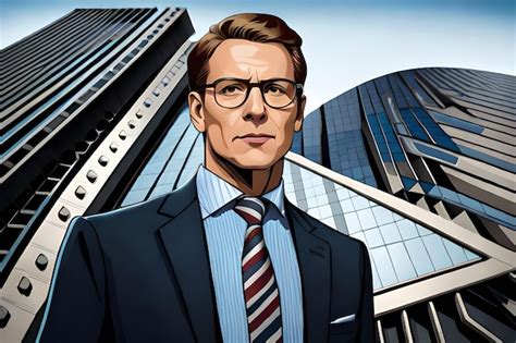 Premium Ai Image A Man In Glasses Stands In Front Of A Building