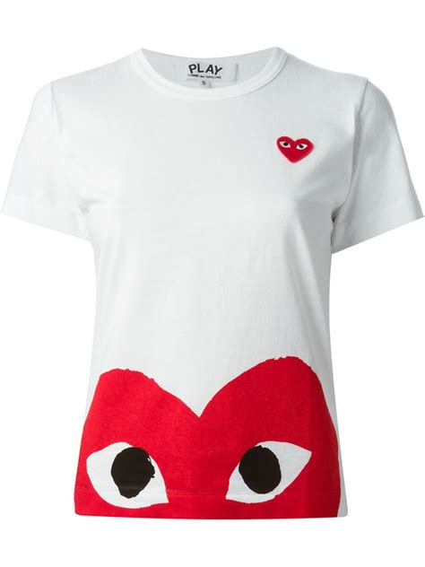Lyst Comme Des Gar Ons Play Womens Red Heart Print T Shirt White In White