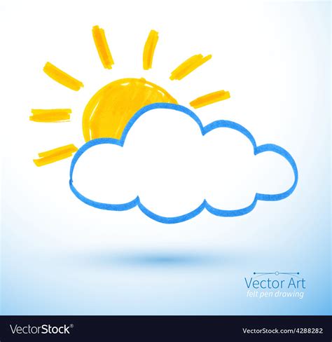 Sun And Cloud Royalty Free Vector Image Vectorstock
