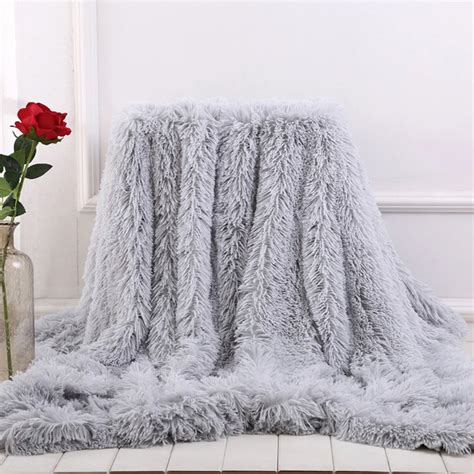 Double Faced Faux Fur Blanket Soft Fluffy Sherpa Throw Blankets For