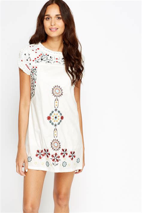 Embroidered Cotton Mini Dress Just 7