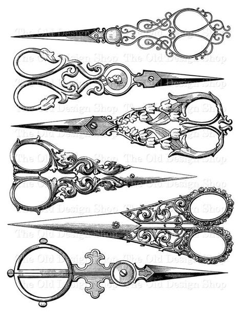 antique scissors clip art vintage sewing scissors illustration etsy