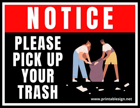 Please Pick Up Your Trash Signs Free Download
