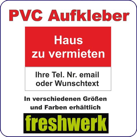 Haus am dünenwald, insel rügen. Aufkleber wetterfest "Haus zu vermieten" PVC Schild 84 x ...