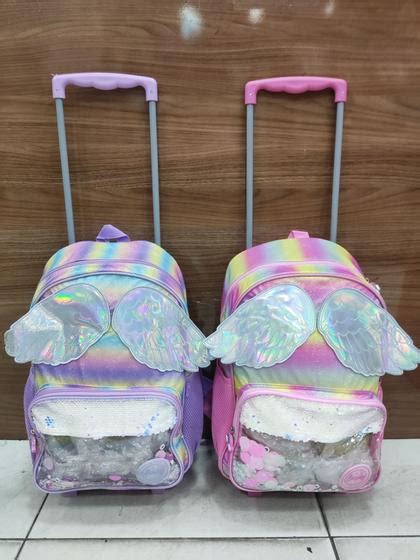 mochila de rodinha sweety com asa bolso com lantejola 8660 fuseco mochilas magazine luiza