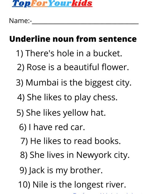 What Is A Noun Worksheet 1st Grade