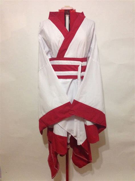 White X Red Kimono Dress With Asymmetric Descending Hem Ready To Ship