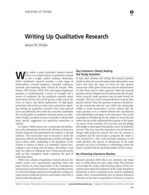 pdf writing up qualitative research
