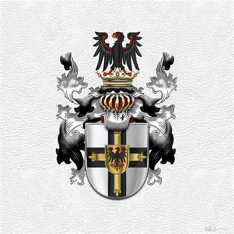 teutonic order coat of arms over white leather digital art by serge averbukh pixels