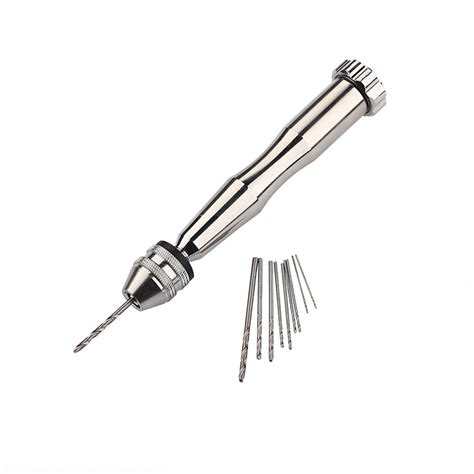 Mini Micro Aluminum Hand Drill With Keyless Chuck Twist Drills