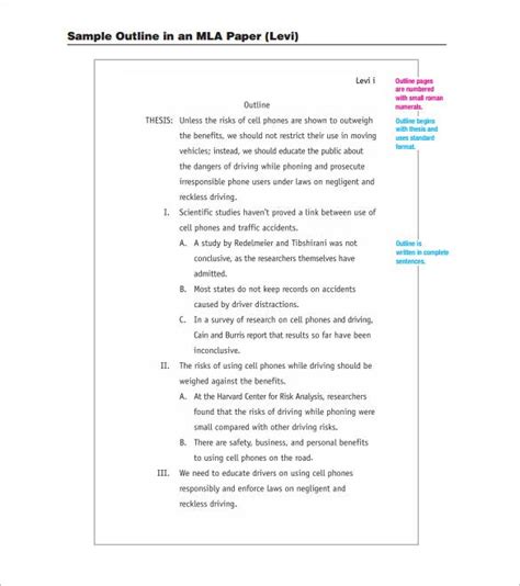 Research Paper Outline Mla Examples