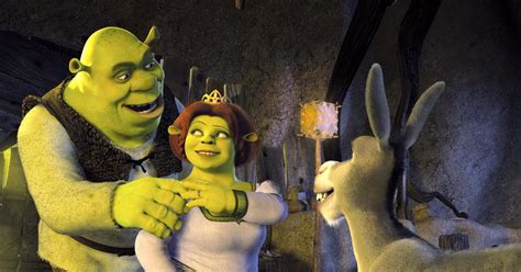 Shrek And Princess Fiona With The Donkey From Shrek