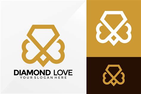 Diamond Love Jewelry Logo Design Brand Identity Logos Vector Modern