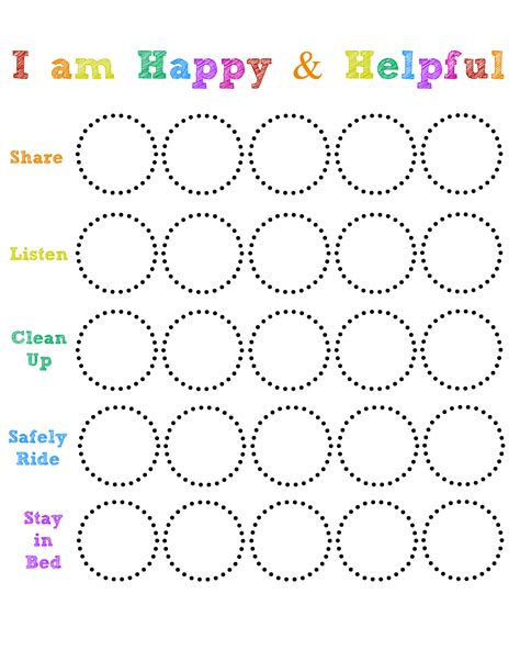 Happy And Helpful Chart Behavior Chart Toddler Toddler Sticker Chart