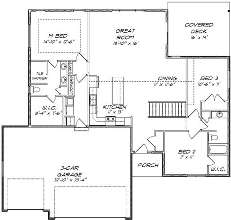 Ranch house plans, floor plans & designs. Ranch House Plan - 3 Bedrooms, 2 Bath, 1660 Sq Ft Plan 97-110